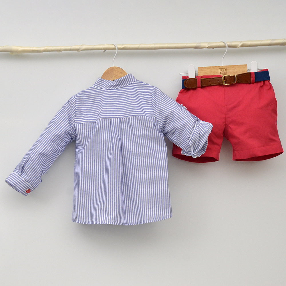 Conjunto Niño Santander con camisa y pantalón con cinturón