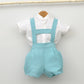 Conjunto bebé Rodas con peto de lino y camisa cuello bebé