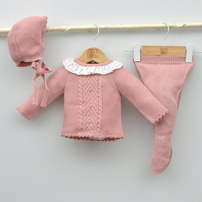 Conjunto bebés punto Roma con jersey, polaina y capota