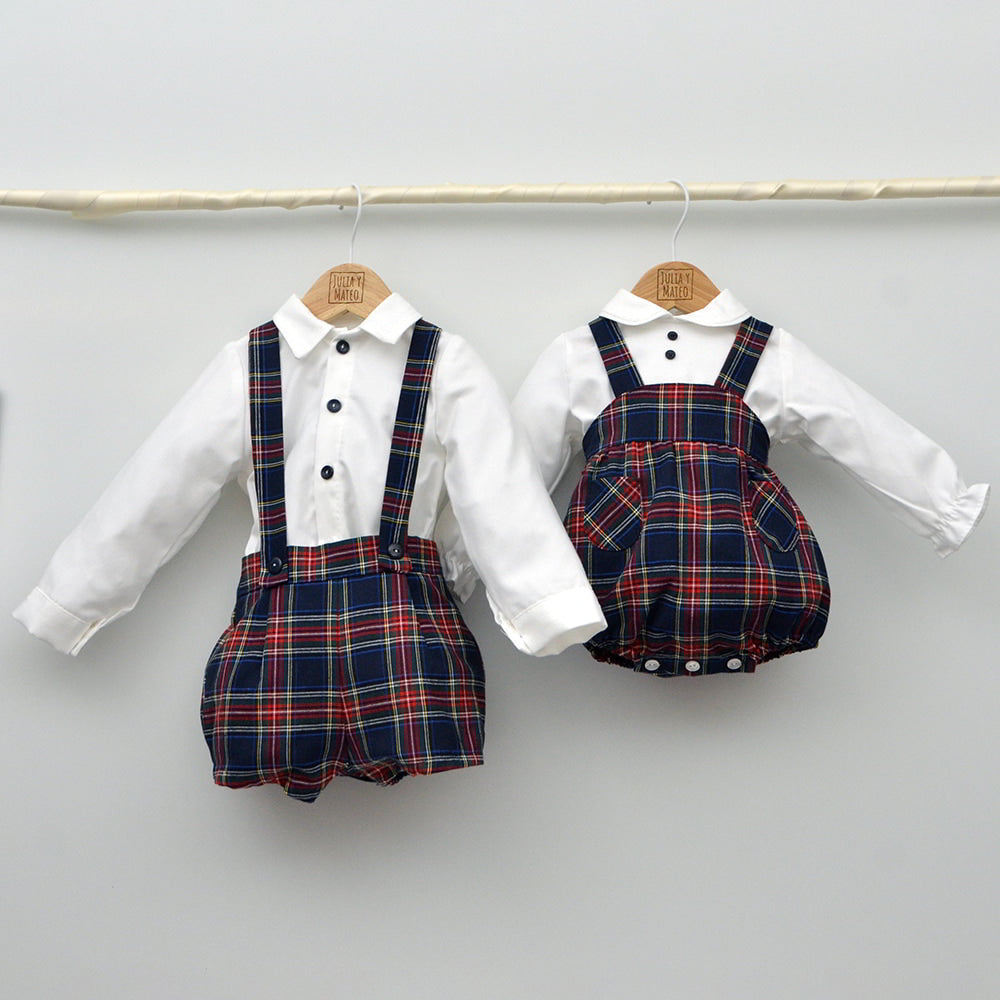 conjuntos vestir navidad niños cuadros escoceses tartan trajes 3 piezas niños para eventos en fiestas hecho en españa elegante clasico 3,6,12,18,24,36 meses tienda online ropa fotos navidad