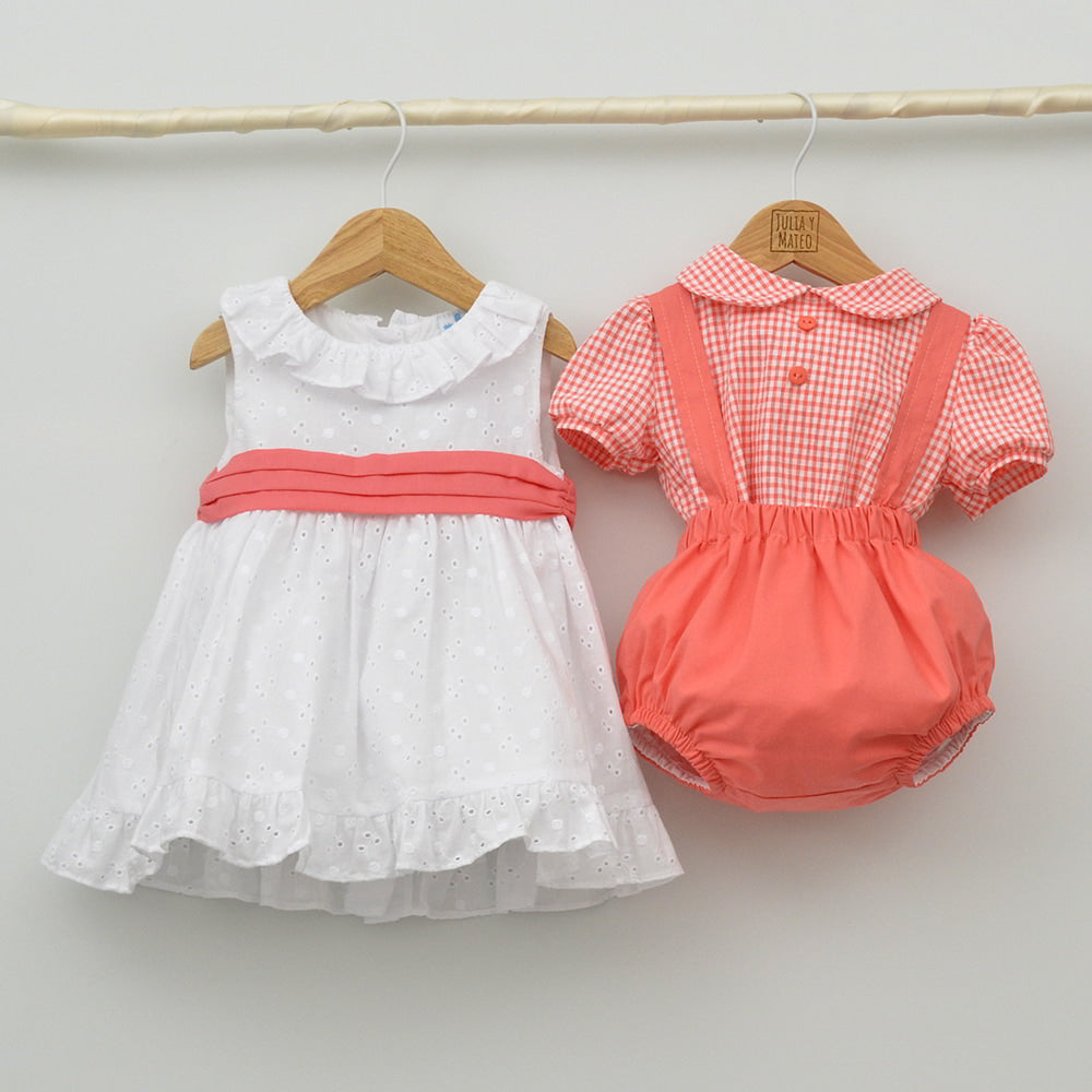 conjunto vestir niños verano ranitas bebes coral vichy tienda online trajes eventos bebes con encanto clasico hecho en españa