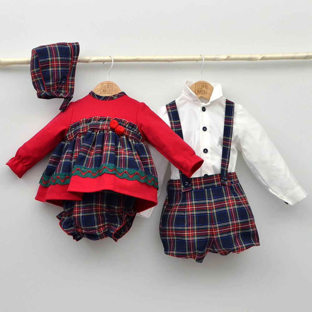 Vestidos capota navidad niñas jesusitos vestir fiestas bebes ropa online para conjuntar a hermanos a juego hecho en españa tartan rojo cuadors escoceses doña carmen mayoral