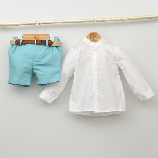 Conjunto Niño Rodas con camisa y pantalón lino con cinturón