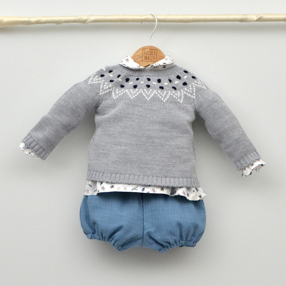 Conjunto bebé Enzo con pololo, camisa y jersey