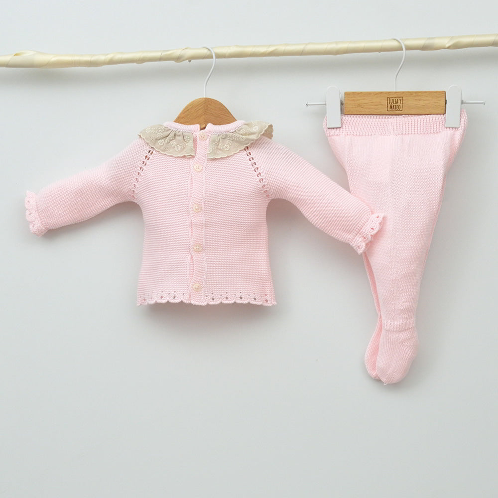 traje hilo rosa primeras puestas niñas tienda online canastillas hechas en españa clasicas con encanto
