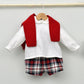 Conjunto bebé Noel con pantalón, suéter y camisa cuello bebé