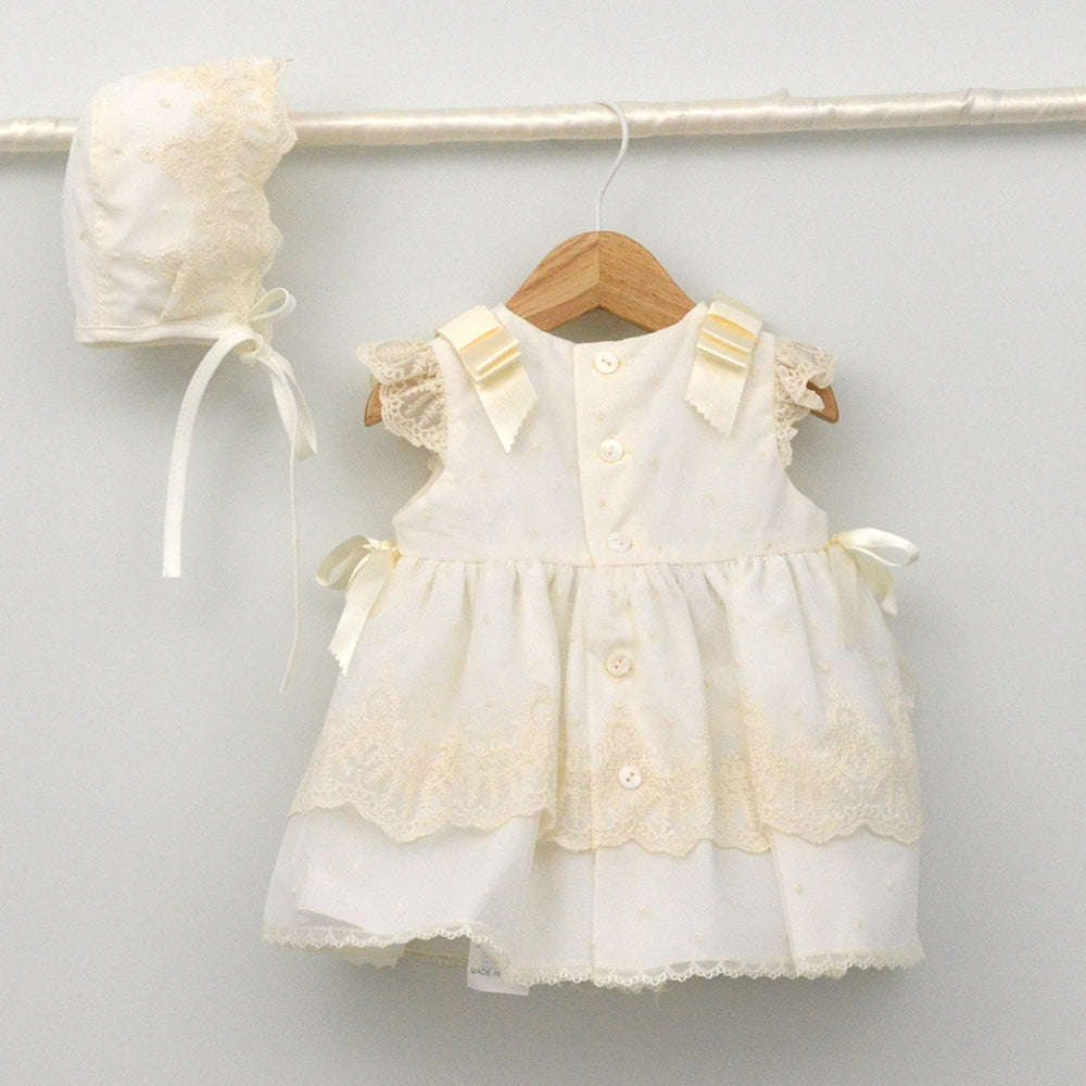 Vestido tul con bodoques bebés Clara con capota