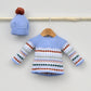 Conjunto bebés punto Miño con jersey, polaina y gorrito
