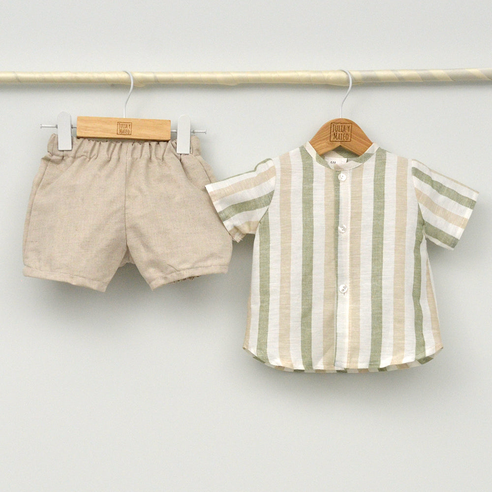Conjunto bebé Granada con pantalón y camisa cuello Mao