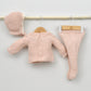 Conjunto bebés punto Duero con jersey, polaina y capota