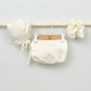 Conjunto bebés punto Ángel con jersey, culotte, capota y patucos