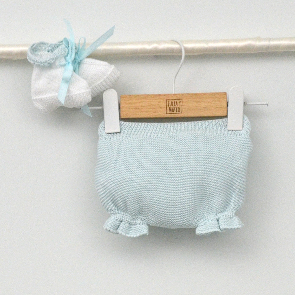 Conjunto bebés Atenas de hilo con jersey, culotte, patucos y capota