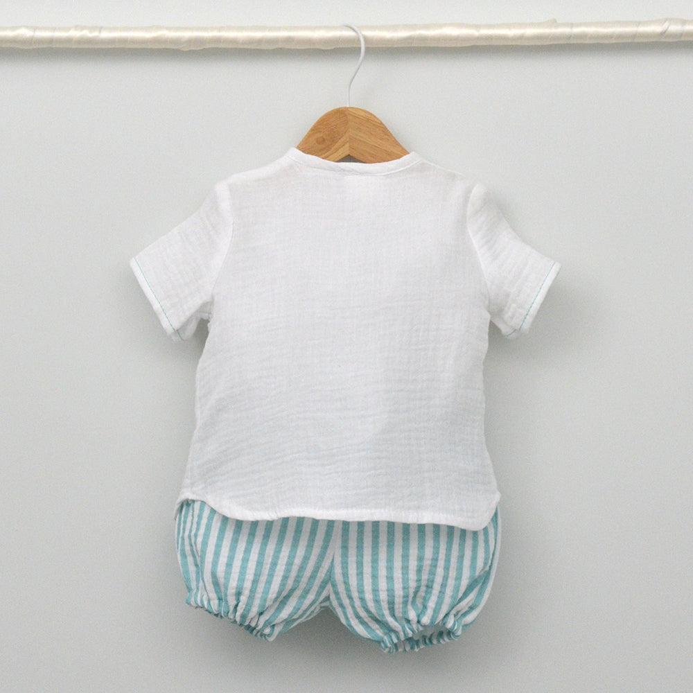 Conjunto bebé Comporta con pantalón y camisa cuello Mao