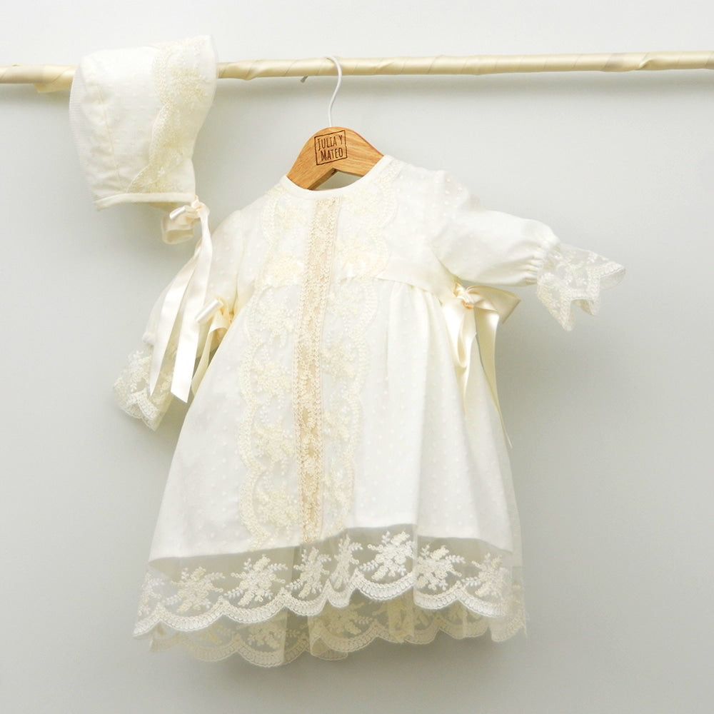 vestido bautizo con capota niña tienda ropa bautismo clasico hecho en españa