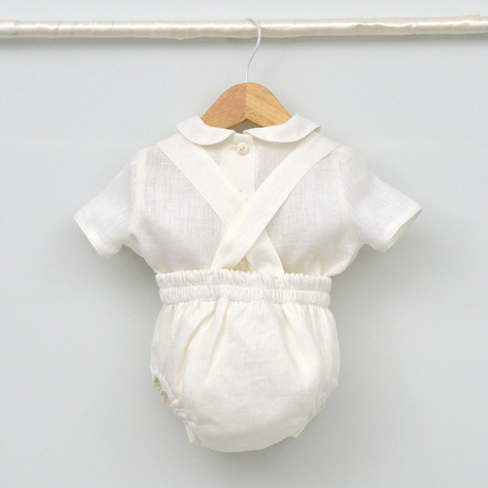 conjunto paje boda bebé niño color marfil