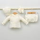Conjunto bebés punto Ángel con jersey, culotte, capota y patucos