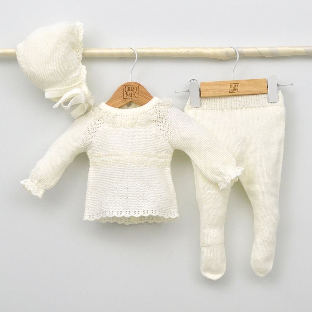 conjunto vestir punto niños bautizo Invierno traje invierno Bautismo polaina capota clasica primeras puestas salir del hospital frio hecho en españa
