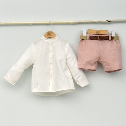 Conjunto Niño Siena con camisa y pantalón con cinturón