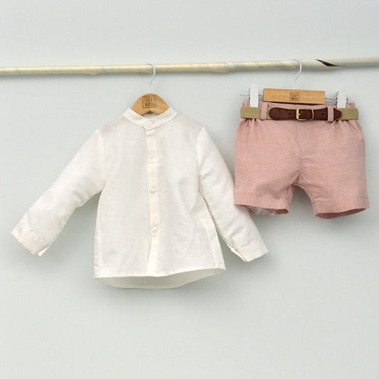 Conjunto Niño Siena con camisa y pantalón con cinturón