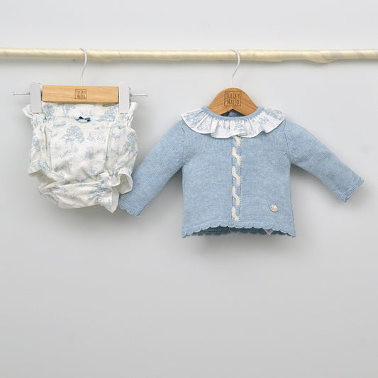 Conjunto bebé Florencia con sueter de punto y culotte