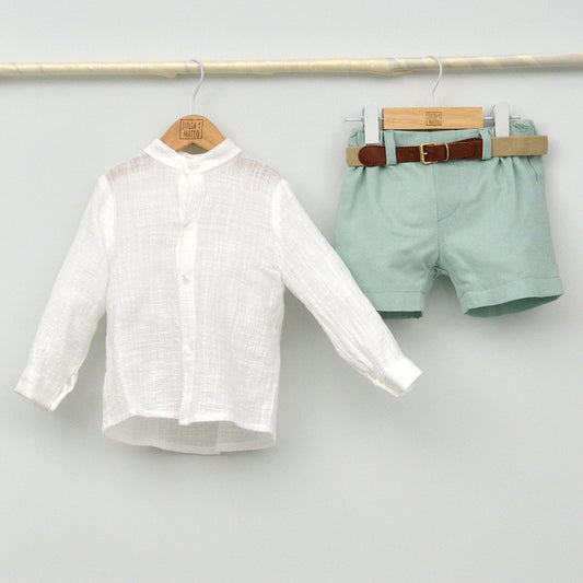 Conjunto Niño Corfú con camisa y pantalón con cinturón