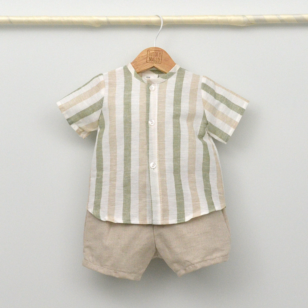 Conjunto bebé Granada con pantalón y camisa cuello Mao
