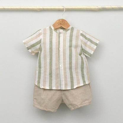 Conjunto bebé Granada con pantalón y camisa cuello Mao