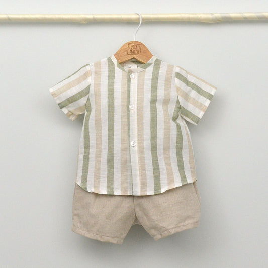 Conjunto bebé Granada con pantalón y camisa cuello Mao