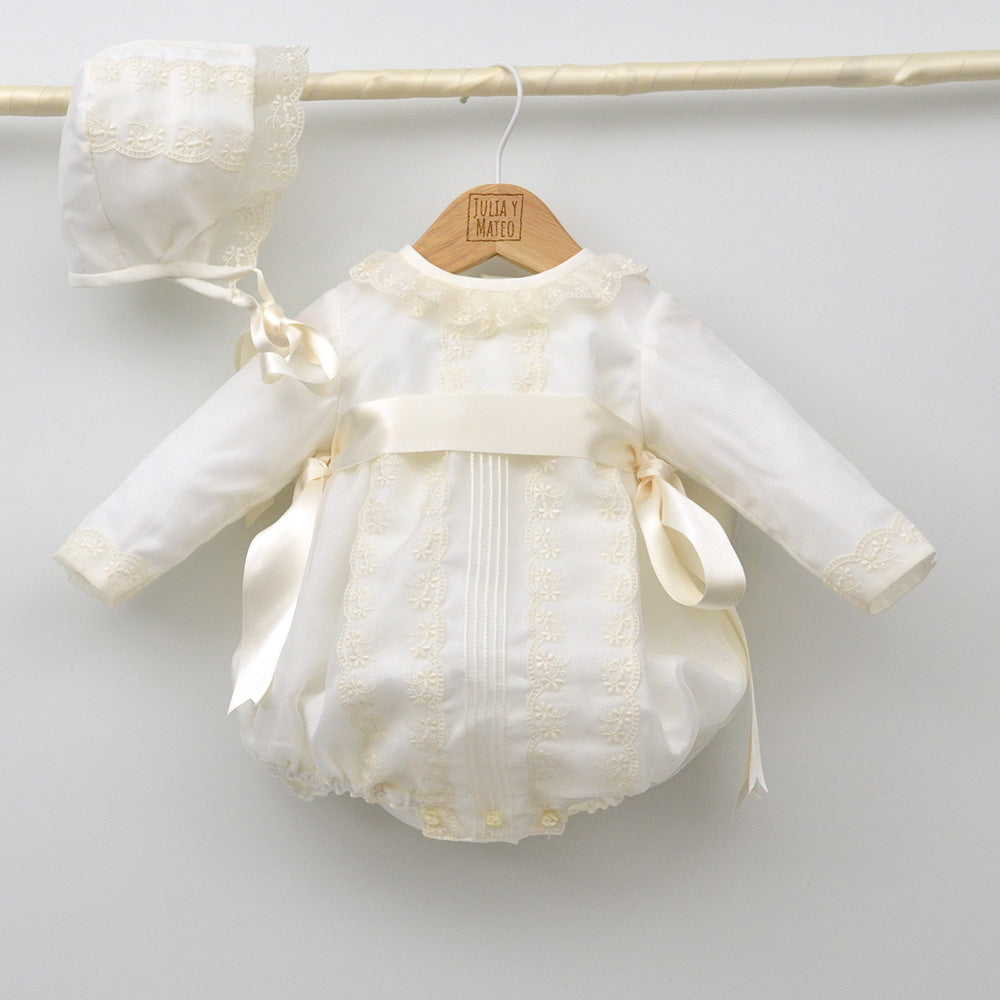 Traje Bautizo Organza niño invierno manga larga con capota tallas 3,6,9,12,18 meses hecho en españa ropa bautismo clasica online