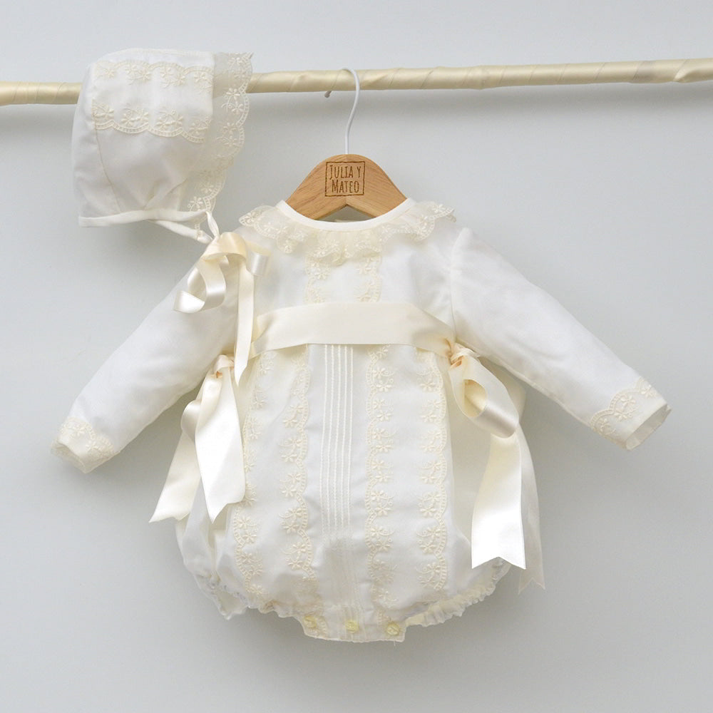 Traje Bautizo Organza niño invierno manga larga con capota tallas 3,6,9,12,18 meses hecho en españa ropa bautismo clasica online