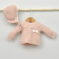 Conjunto bebés punto Duero con jersey, culotte, capota y patucos