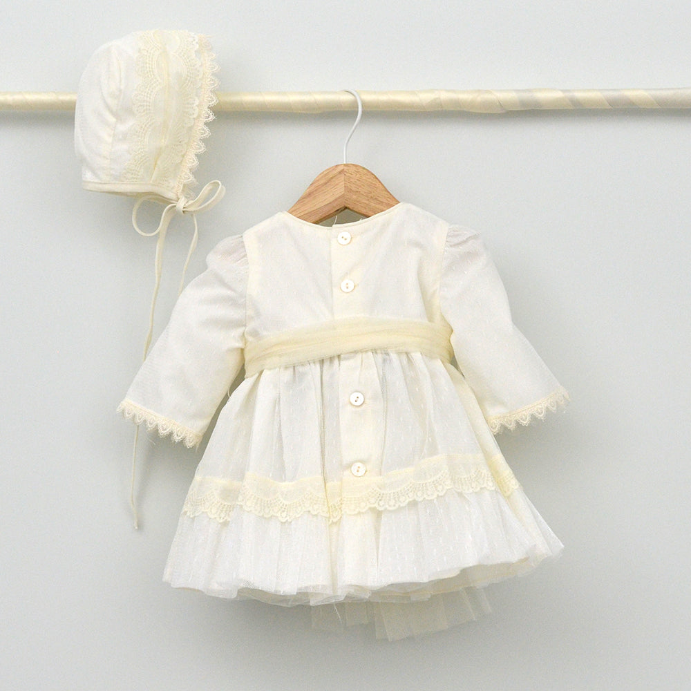 traje Bautizo niña manga larga otoño invierno capota españa vestido clasico bebes meses Bautismo