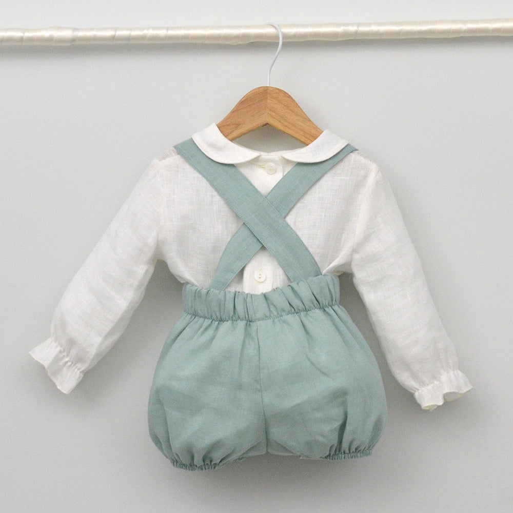 Conjunto bebé de ceremonia de lino en manga larga "Beatriz"