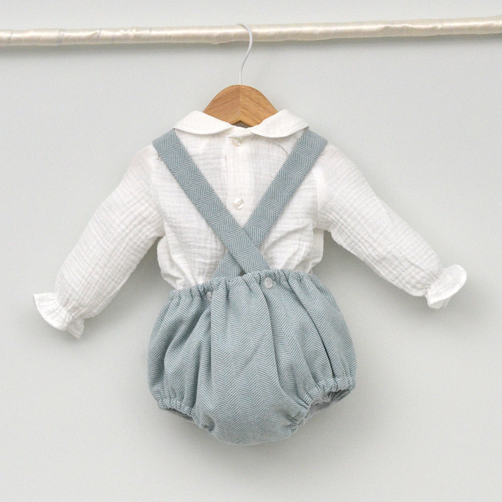 Conjunto vestir bebé con ranita y camisa cuello bebé de bambula "Martín"