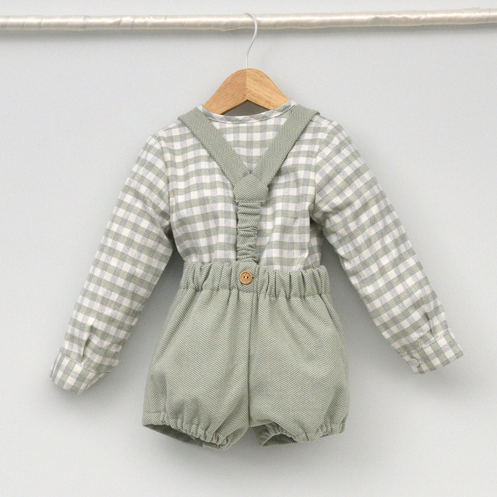 Conjunto vestir bebé con peto y camisa cuello Mao "Lucía"