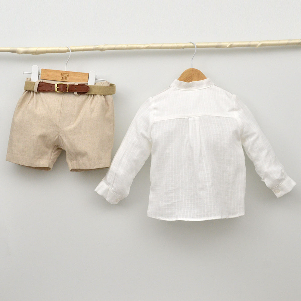 Conjunto Niño Capri con camisa y pantalón con cinturón