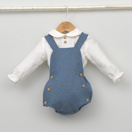Conjunto vestir bebé con ranita y camisa cuello bebé de bambula "Hugo"