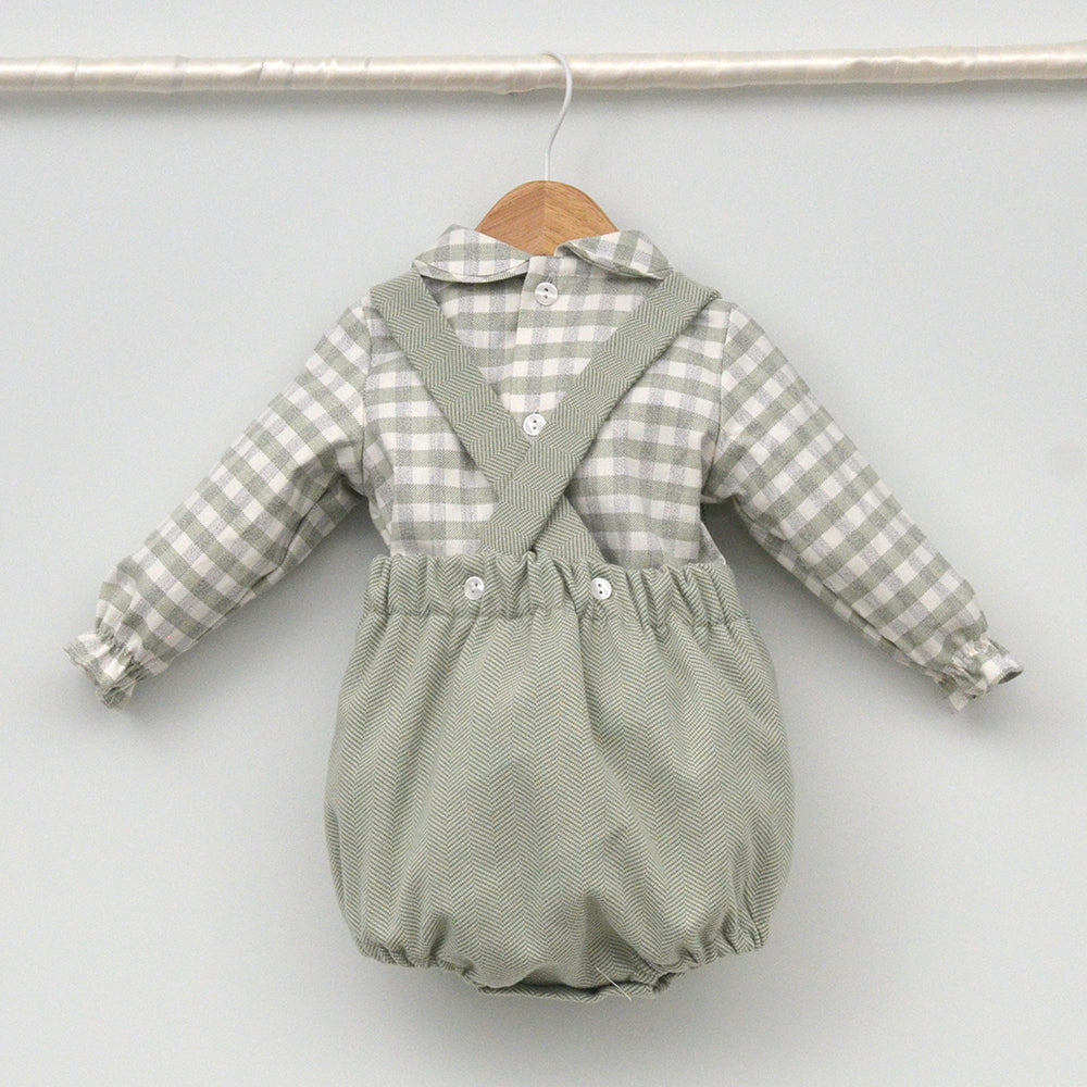 Conjunto vestir bebé con ranita y camisa cuello bebé de bambula "Lucía!
