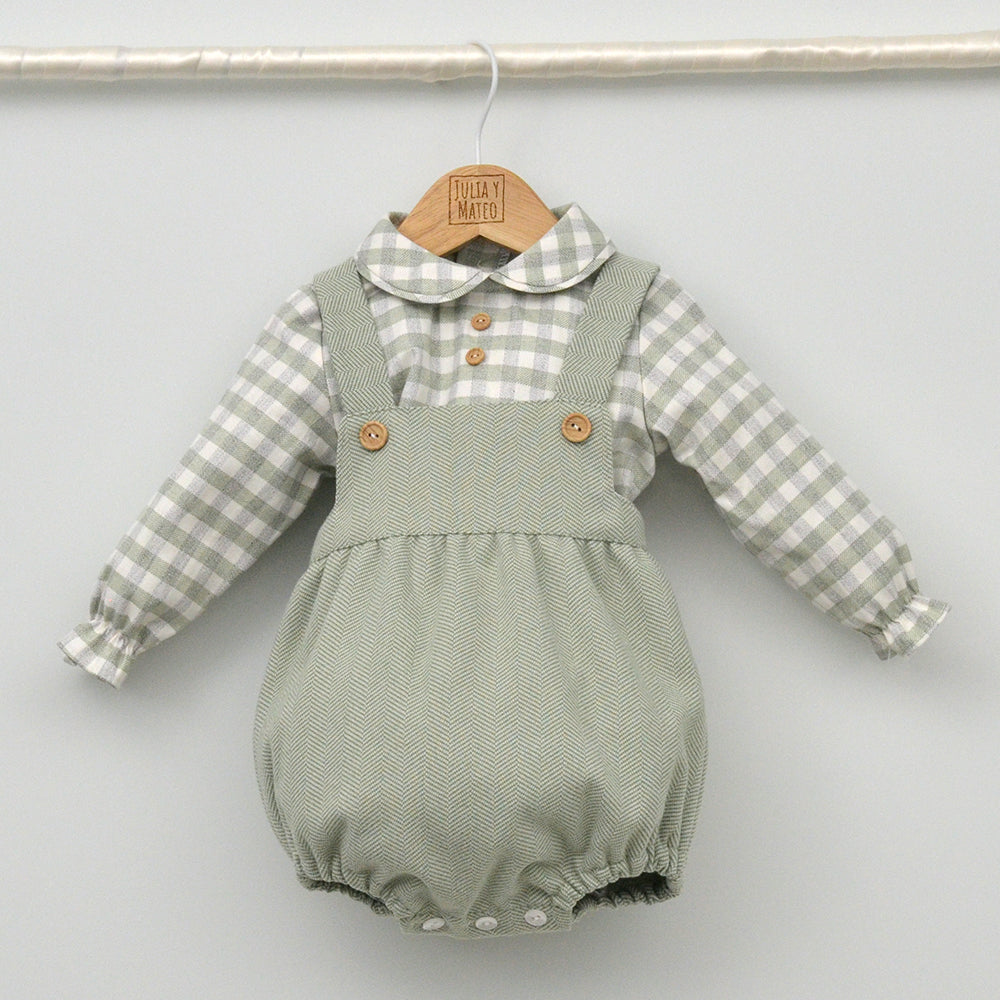 Conjunto vestir bebé con ranita y camisa cuello bebé de bambula "Lucía!