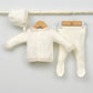 Conjunto bebés Sidney de punto con jubón, polaina y capota