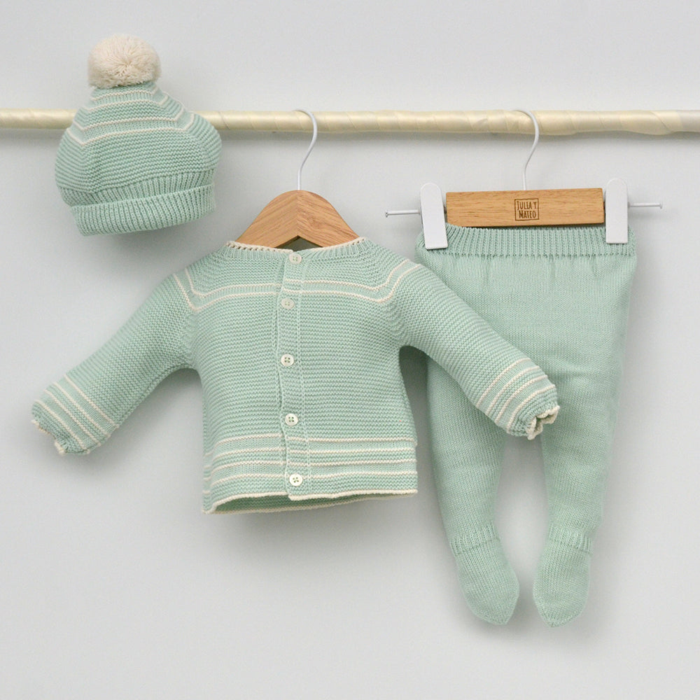 Conjunto bebés punto Rabbit  con jersey, polaina y gorrito