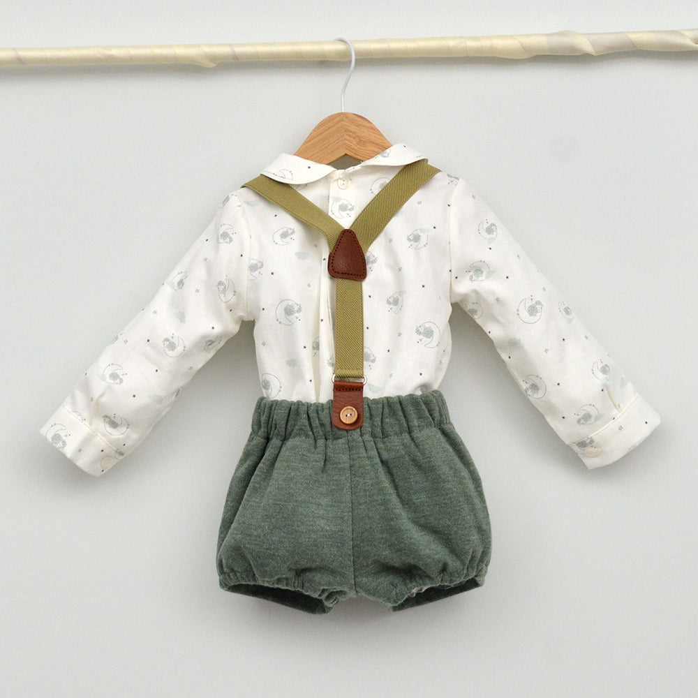 Conjunto bebé Diego con peto y camisa cuello bebé