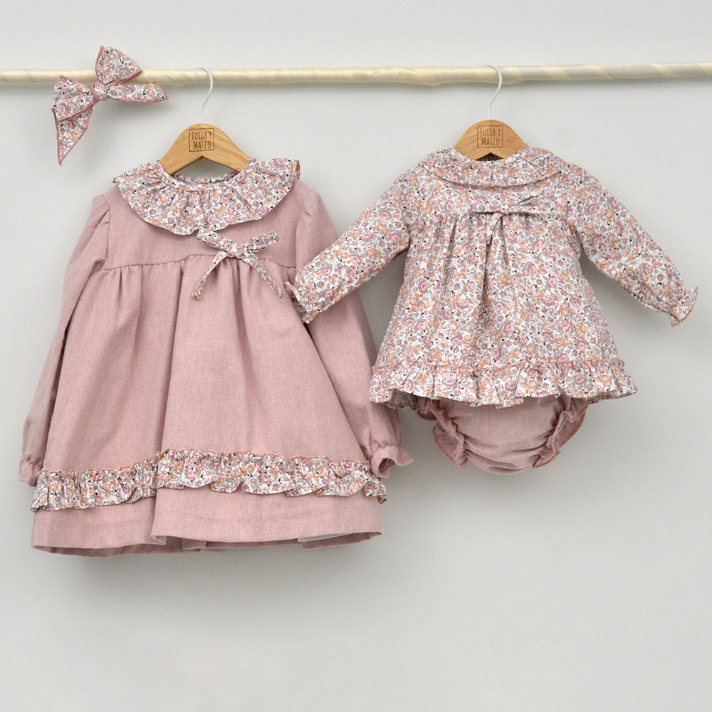 vestido vestir niñas otoño invierno trajes eventos bebes conjuntados, coordinadas, iguales, ajuego, ropa infantil clasica hecha en españa