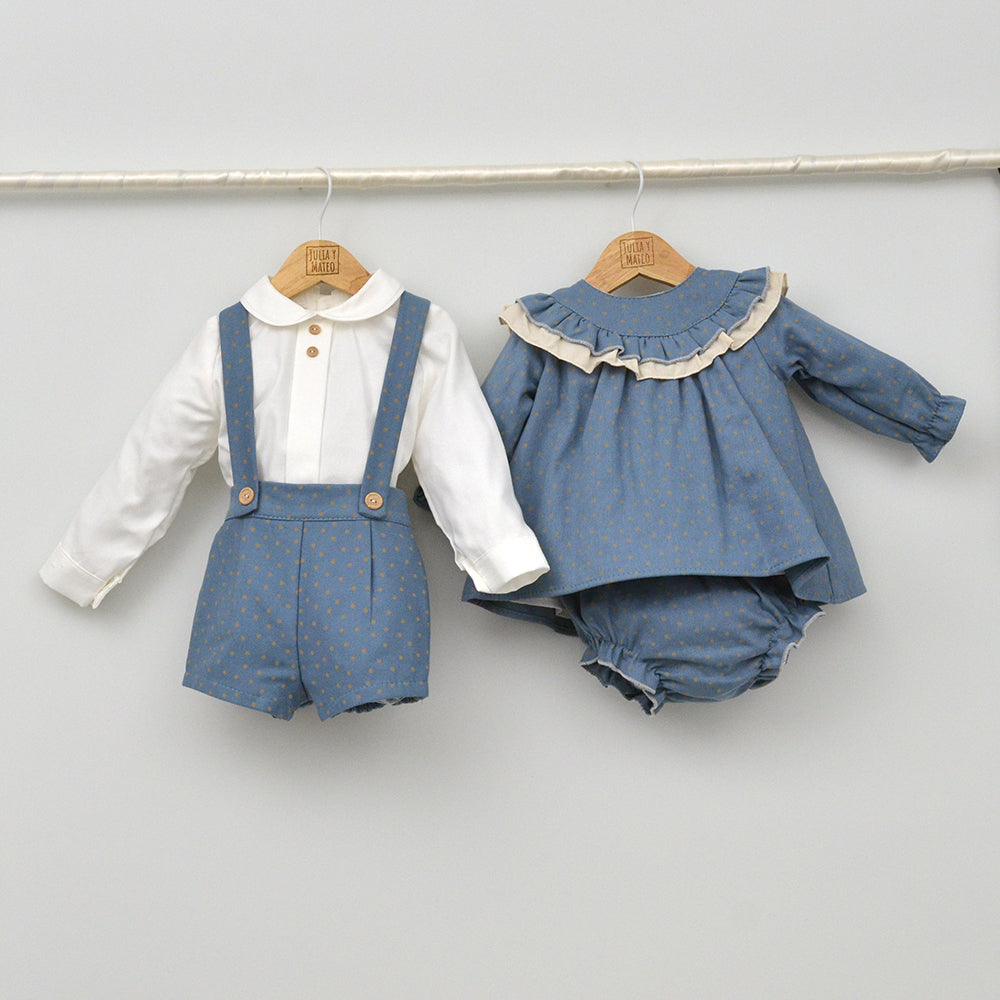 Conjunto vestir bebé con peto y camisa cuello bebé " Hugo"