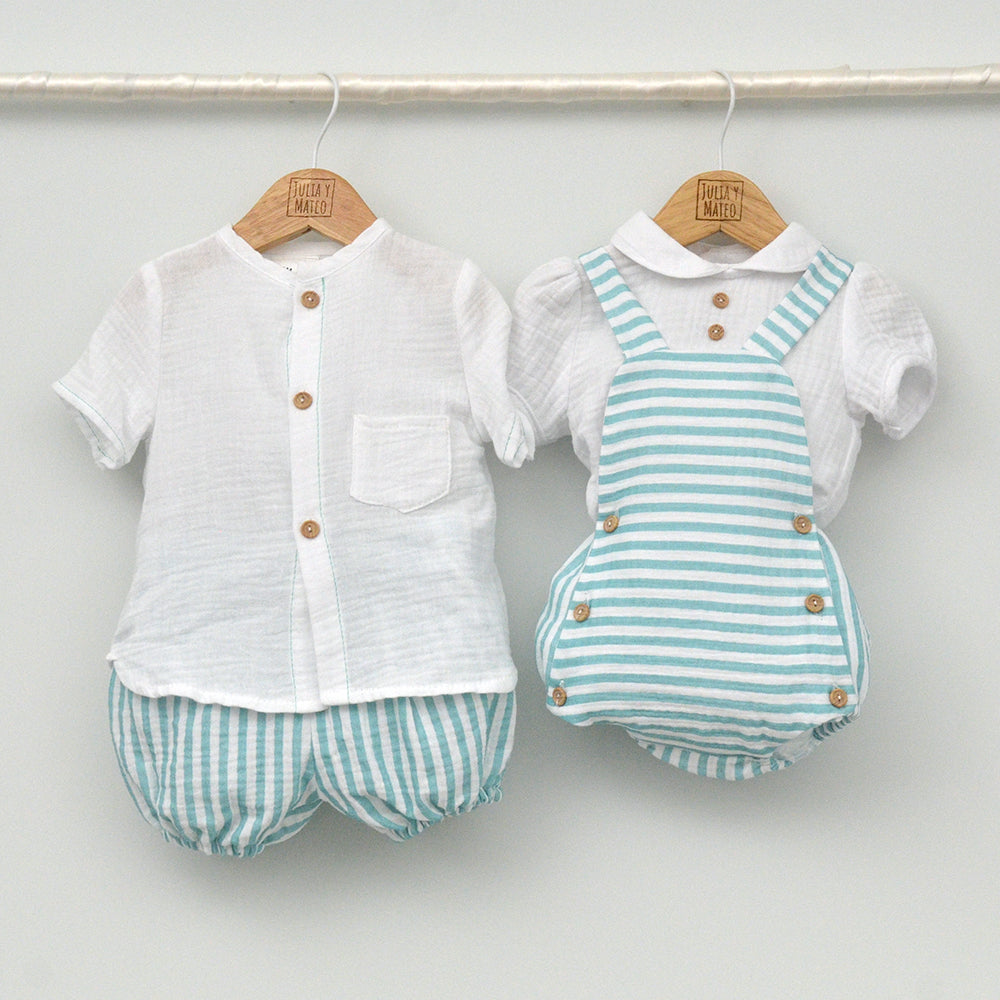 Conjunto bebé Comporta con pantalón y camisa cuello Mao