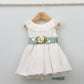 Vestido bebés Emma de Bautizo y Ceremonia con fajín de lino y adorno floral (Copia)