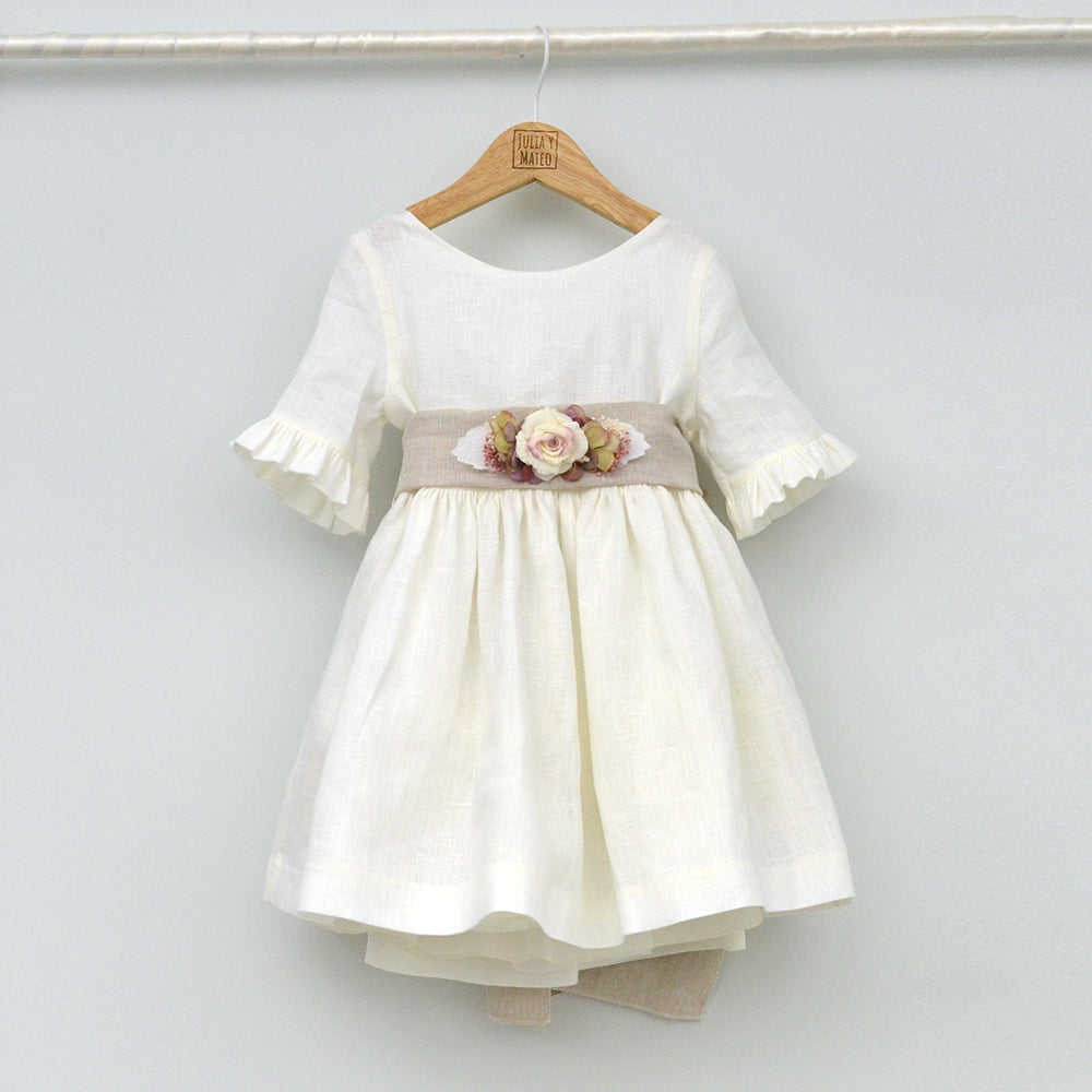 vestido de niña para arras y ceremonia con manga francesa
