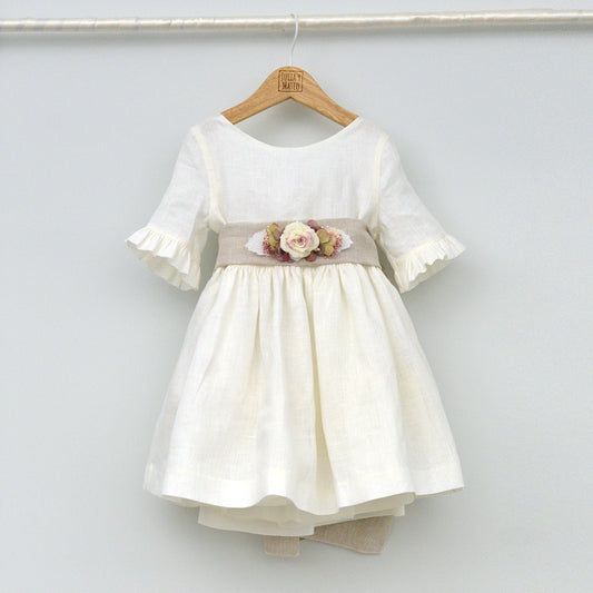 vestido de niña para arras y ceremonia con manga francesa