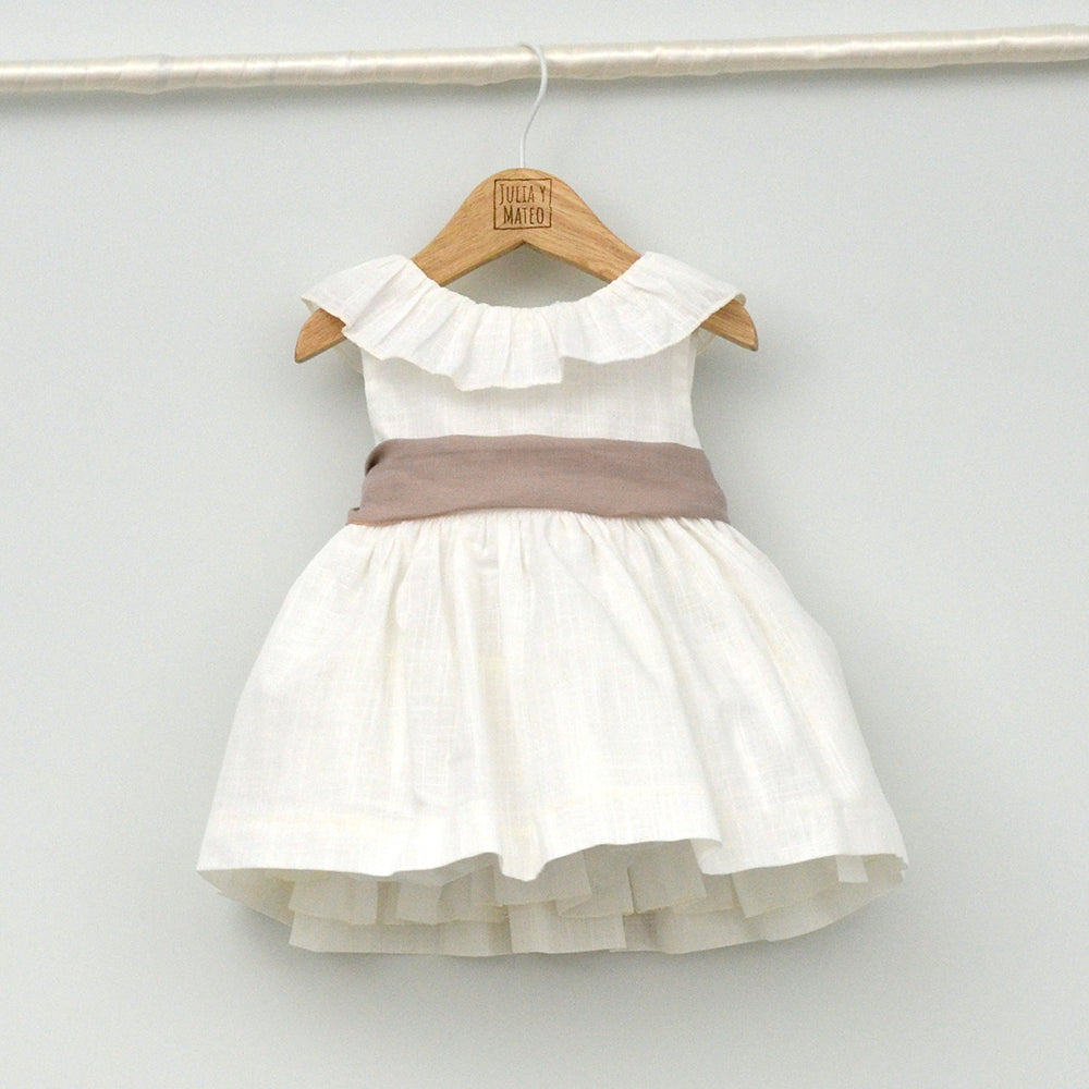 Vestido bebés Emma con fajín de lino