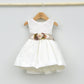 vestido bautizo niña traje arras ceremonia bebes 3,4,6,9,12,14,15,18,20,24,meses , 1,2,3,años, estilo clasico hecho en españa, adorno floral, fajin lino en arena, moderno, elegante
